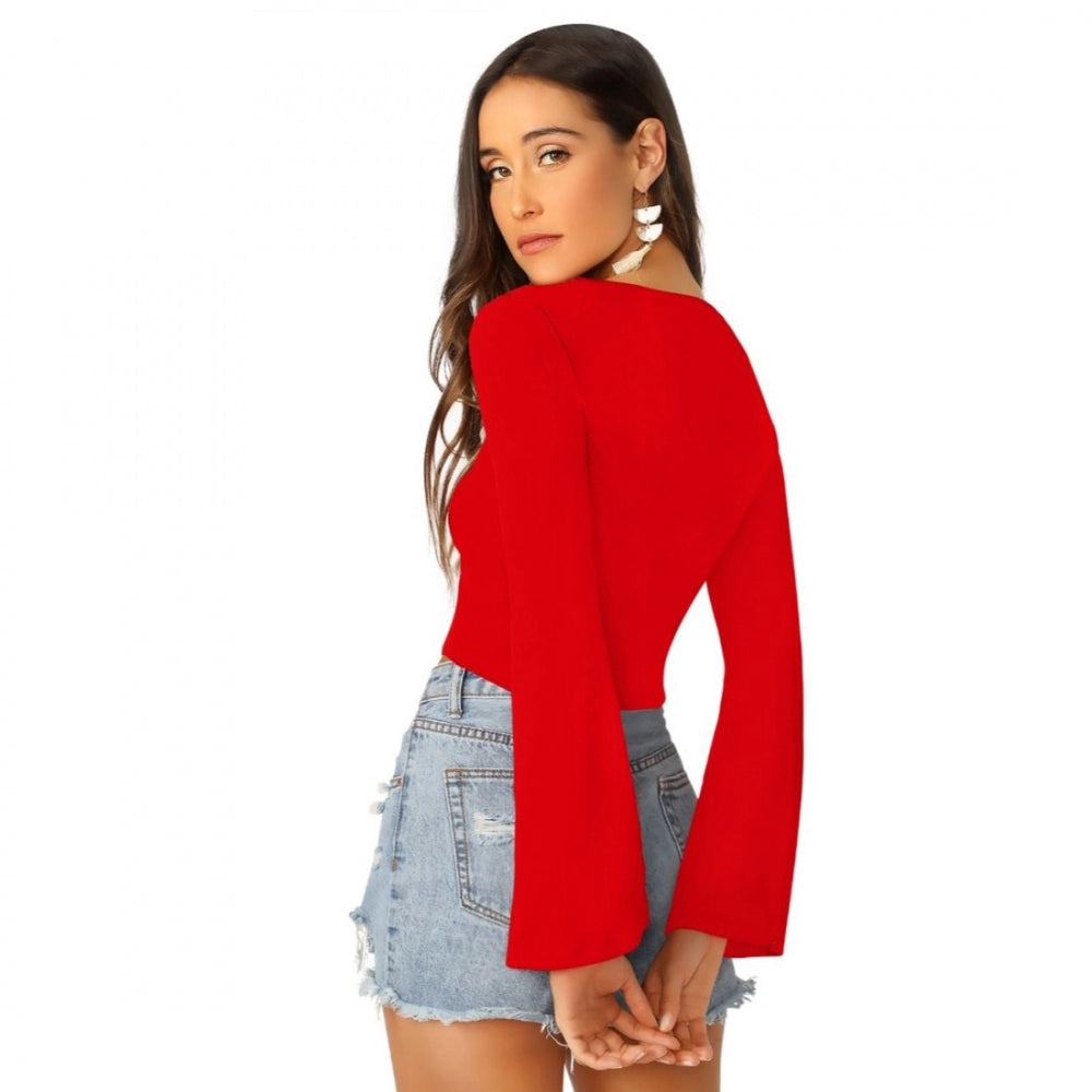 Women's 95% Polyester 5% Spandex Western Wear Tops (Red)