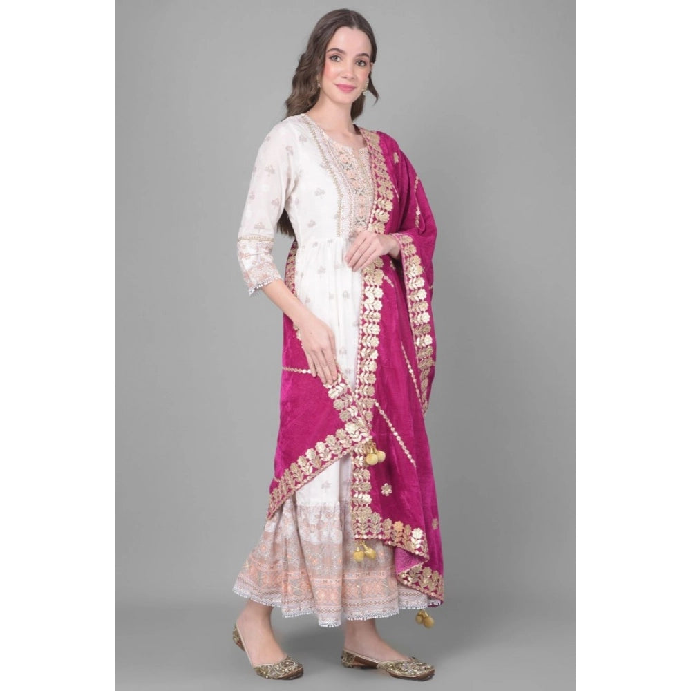 Women's Velvet Gotta Patti Dupatta (Purple, Length: 2.25 to 2.50 Mtr)