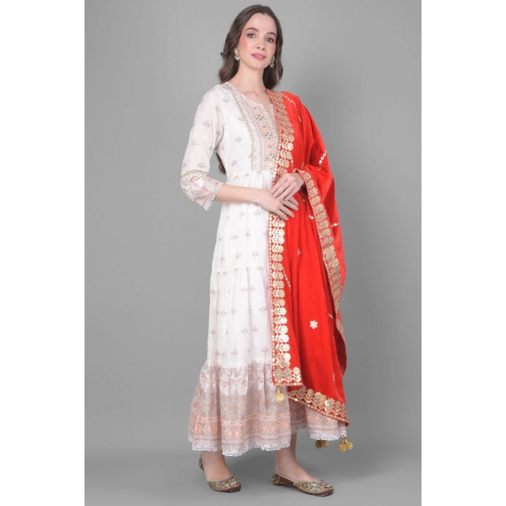 Women's Velvet Gotta Patti Dupatta (Red, Length: 2.25 to 2.50 Mtr)