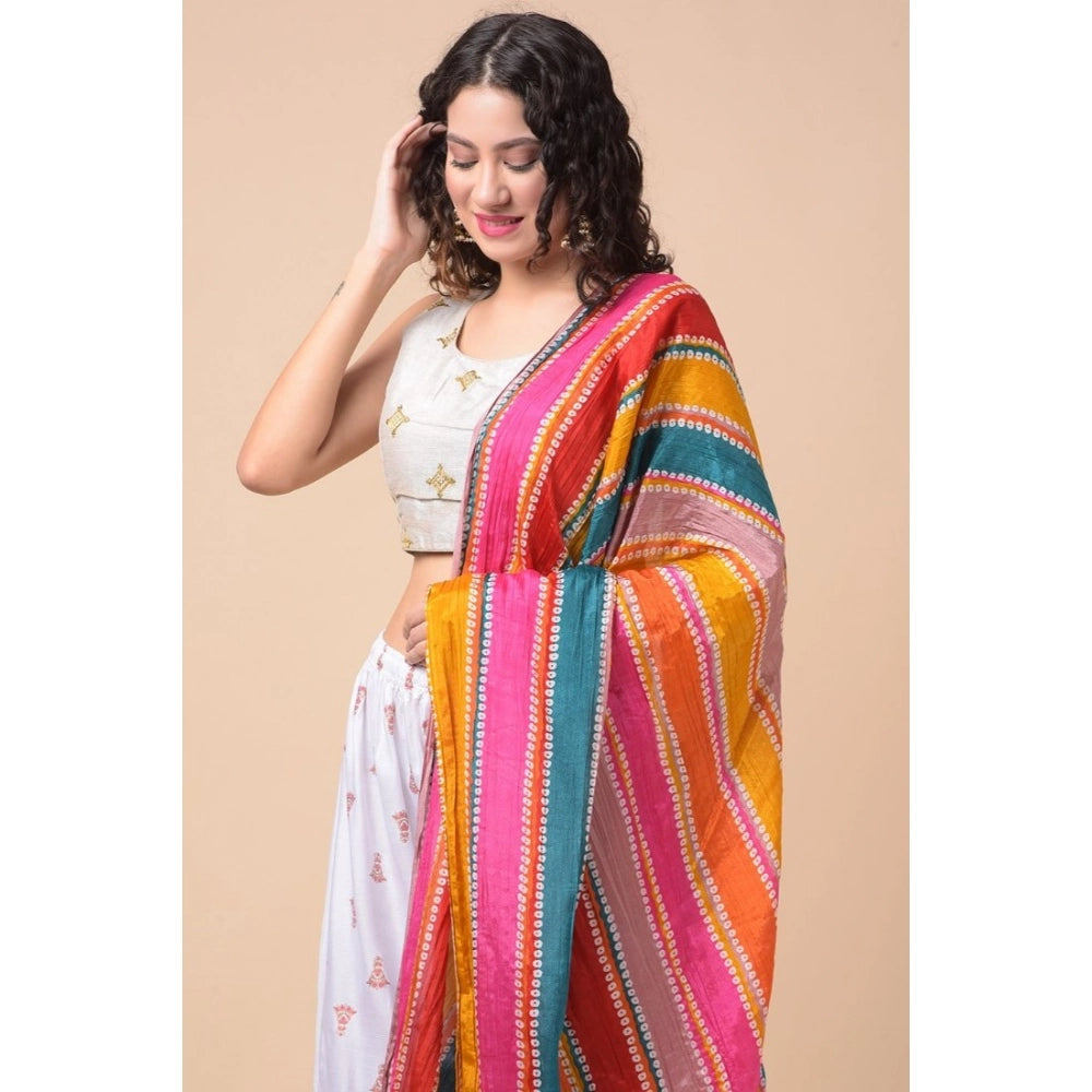 Women's Chanderi Printed Dupatta (Multicolor, Length: 2.25 to 2.50 Mtr)