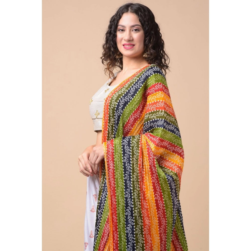 Women's Chanderi Printed Dupatta (Multicolor, Length: 2.25 to 2.50 Mtr)