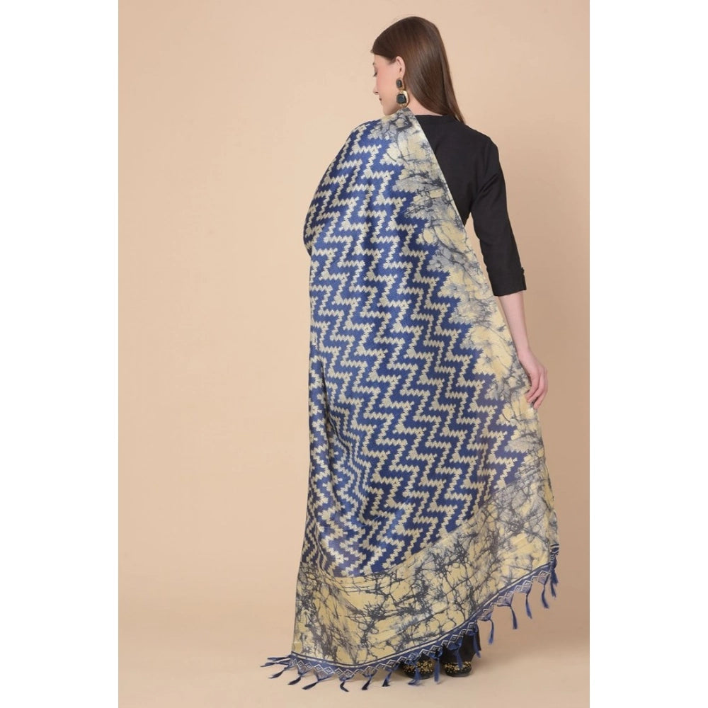 Women's Art Silk Printed Dupatta (Blue, Length: 2.25 to 2.50 Mtr)