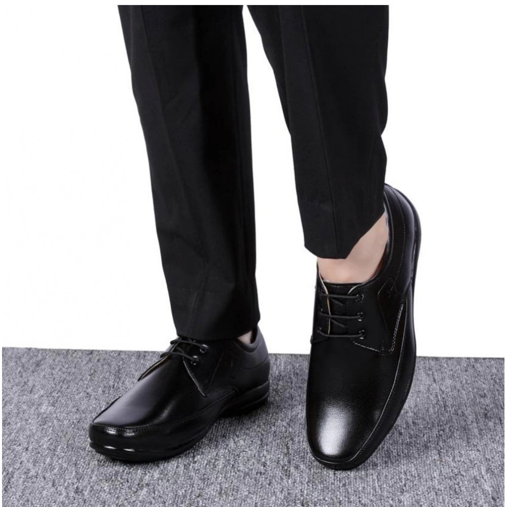 Men's Solid Synthetic Leather Formal Shoes (Black)