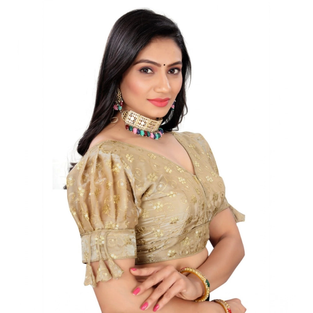 Women's Jimmy Choo Embroidery Readymade Blouse (Beige, Size: Free Size)