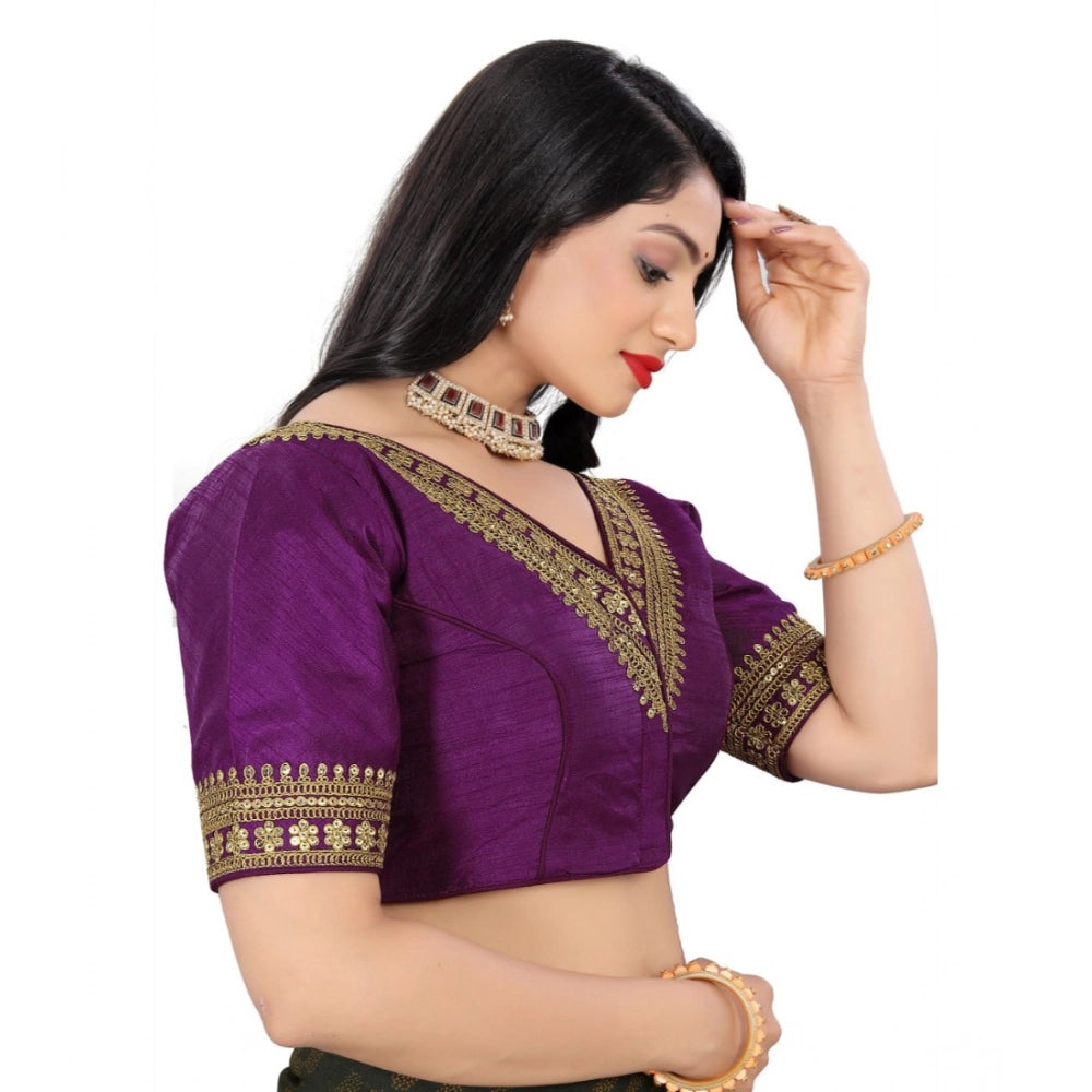 Women's Banglory Embroidery Readymade Blouse (Magenta, Size: Free Size)