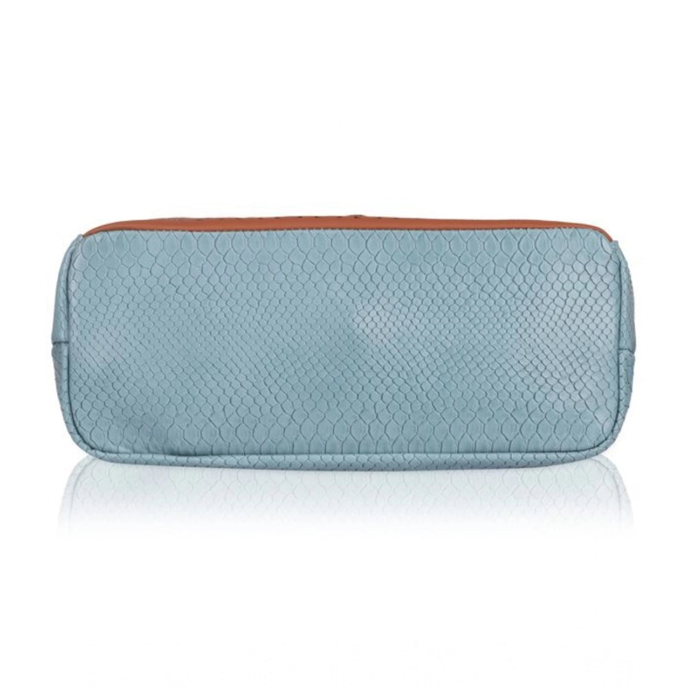 Women's Faux Leather Textured Tote Bag (Grey)