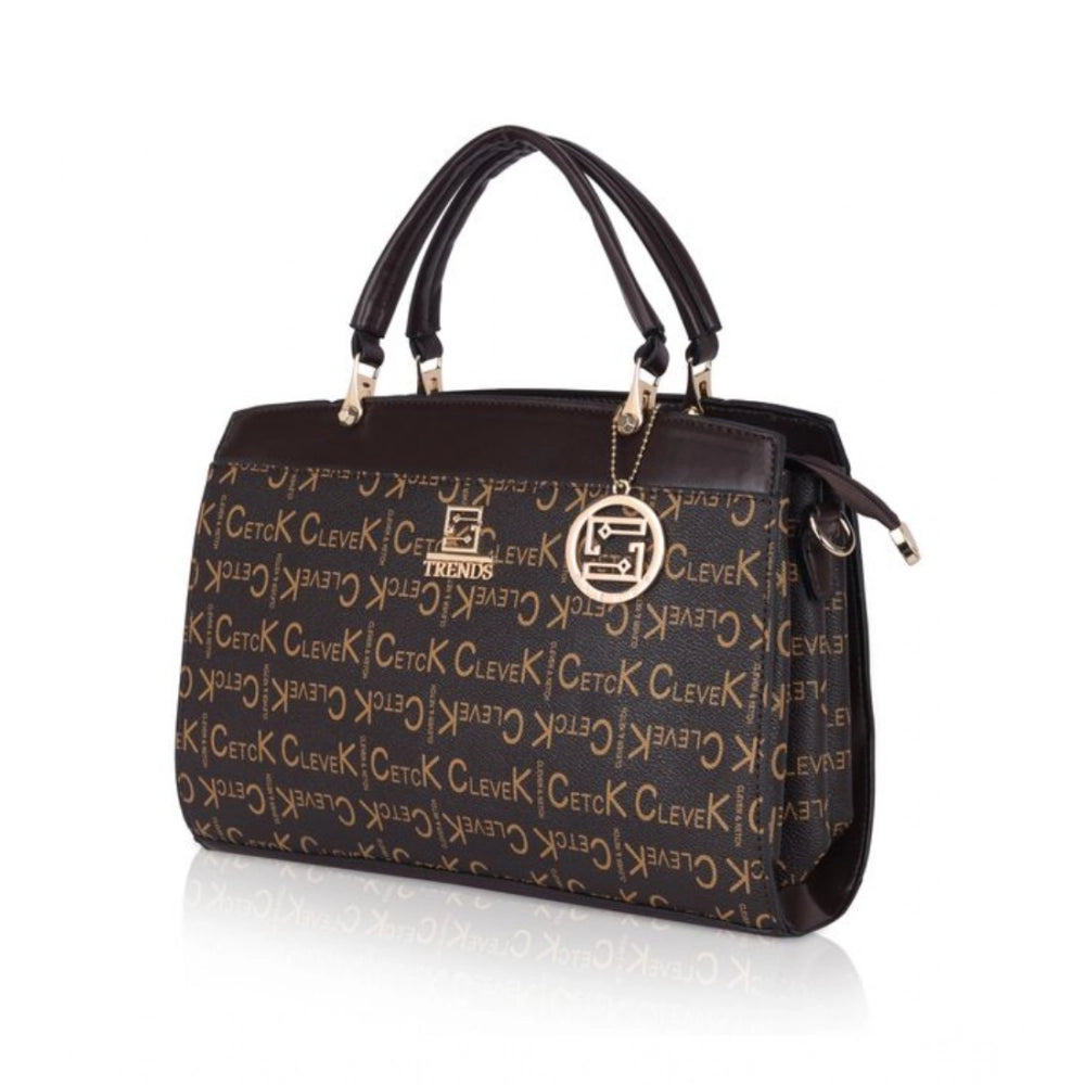 Women's Faux Leather Printed Handbag (Coffee)