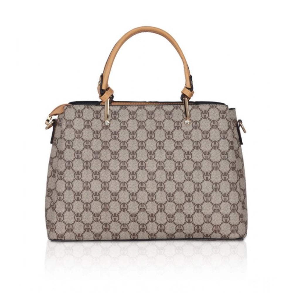 Women's Faux Leather Printed Handbag (Camel)