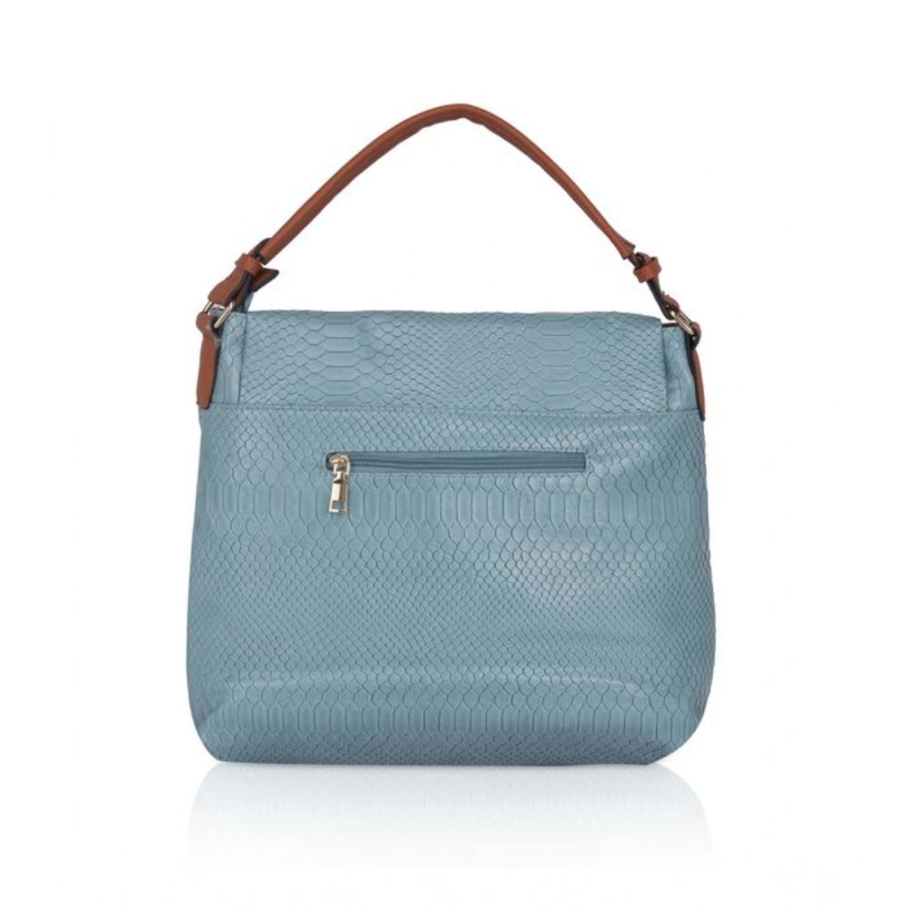 Women's Faux Leather Textured Sling Bag (Blue)