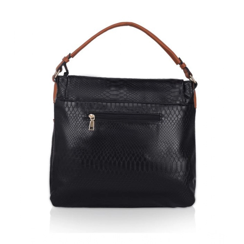 Women's Faux Leather Textured Sling Bag (Black)