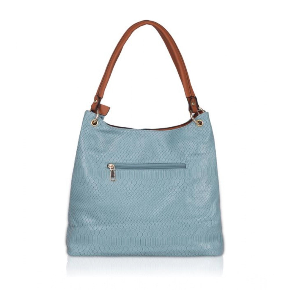 Women's Faux Leather Textured Tote Bag (Grey)