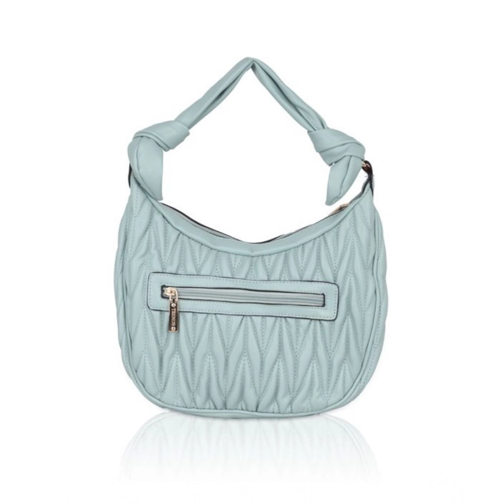 Women's Faux Leather Textured Handbag (Blue)