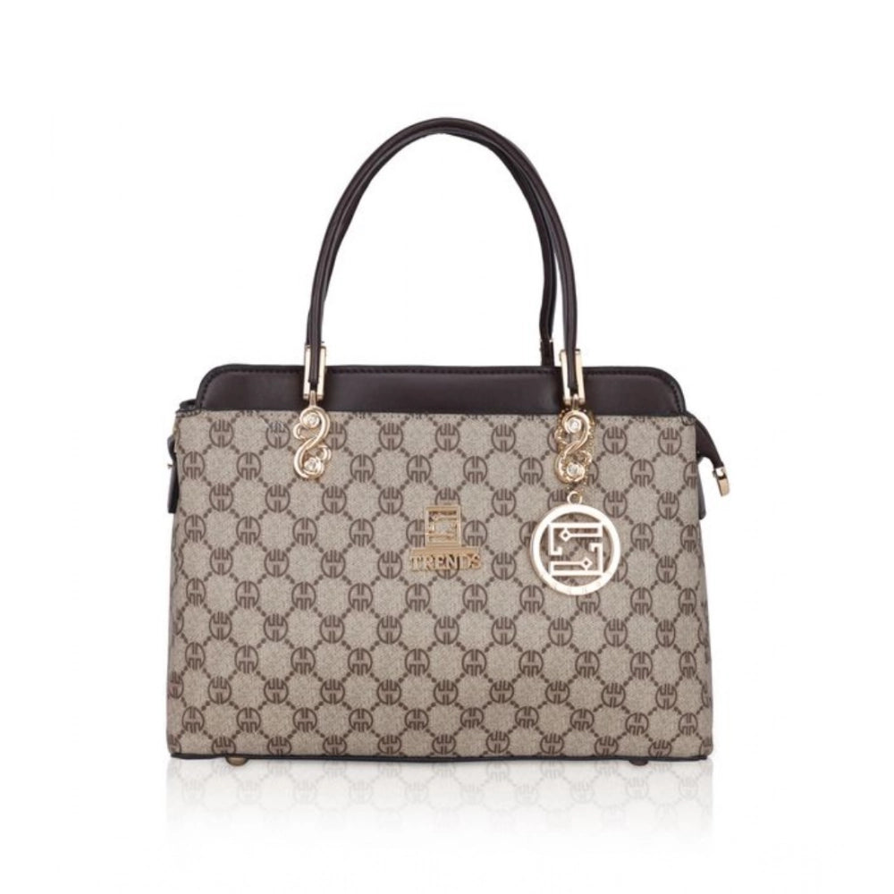 Women's Faux Leather Printed Handbag (Coffee)