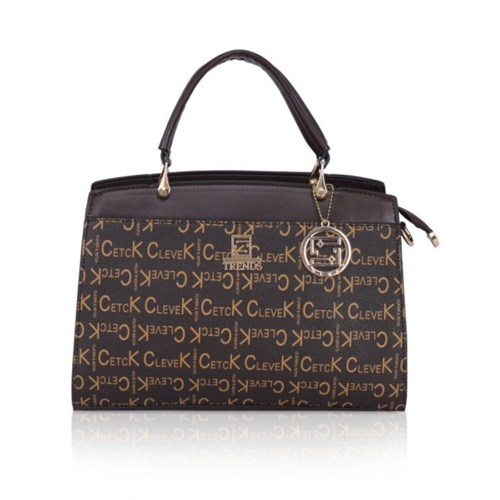 Women's Faux Leather Printed Handbag (Coffee)