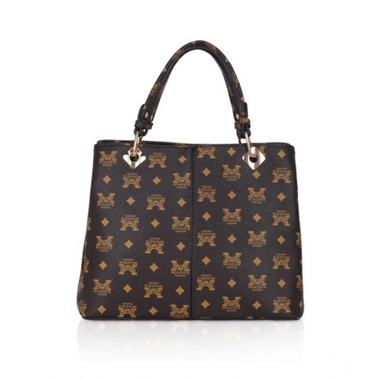 Women's Faux Leather Printed Handheld Bag (Brown )