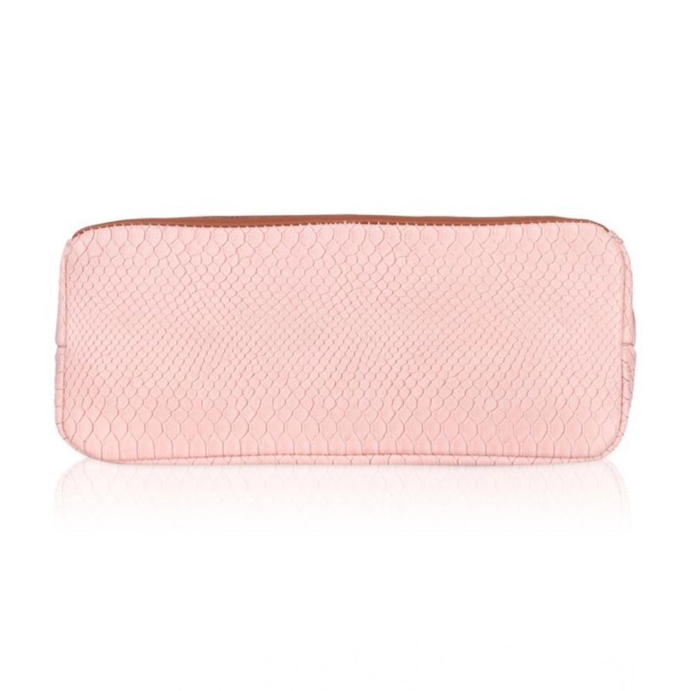 Women's Faux Leather Printed Tote Bag (Pink)