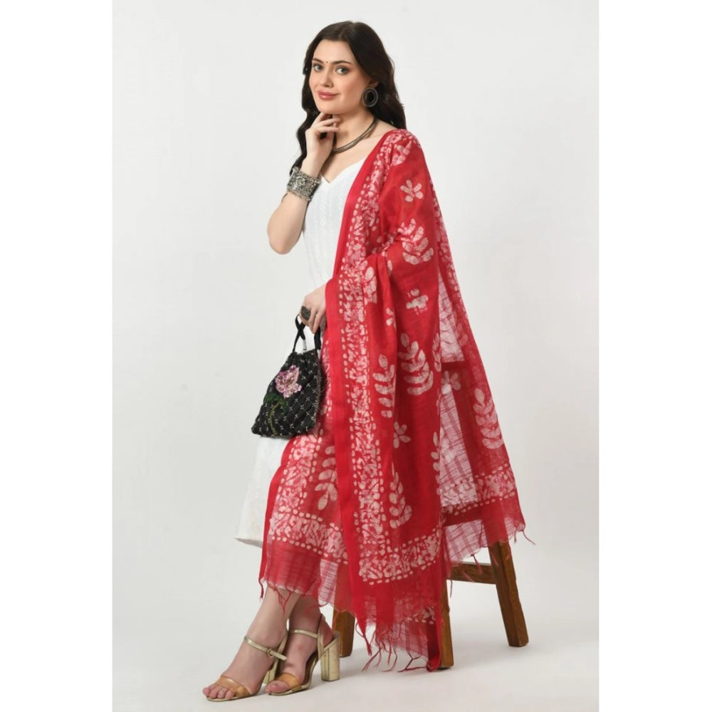 Women's Cotton Printed Dupatta (Rani, Length: Free Size)