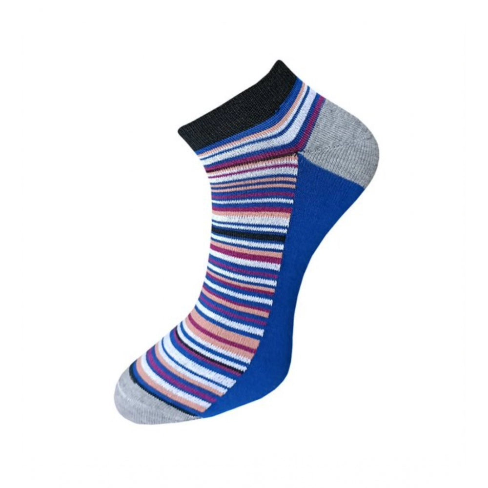 3_Pair Set Unisex Casual Cotton Striped Ankle Length Socks (Multicolor)