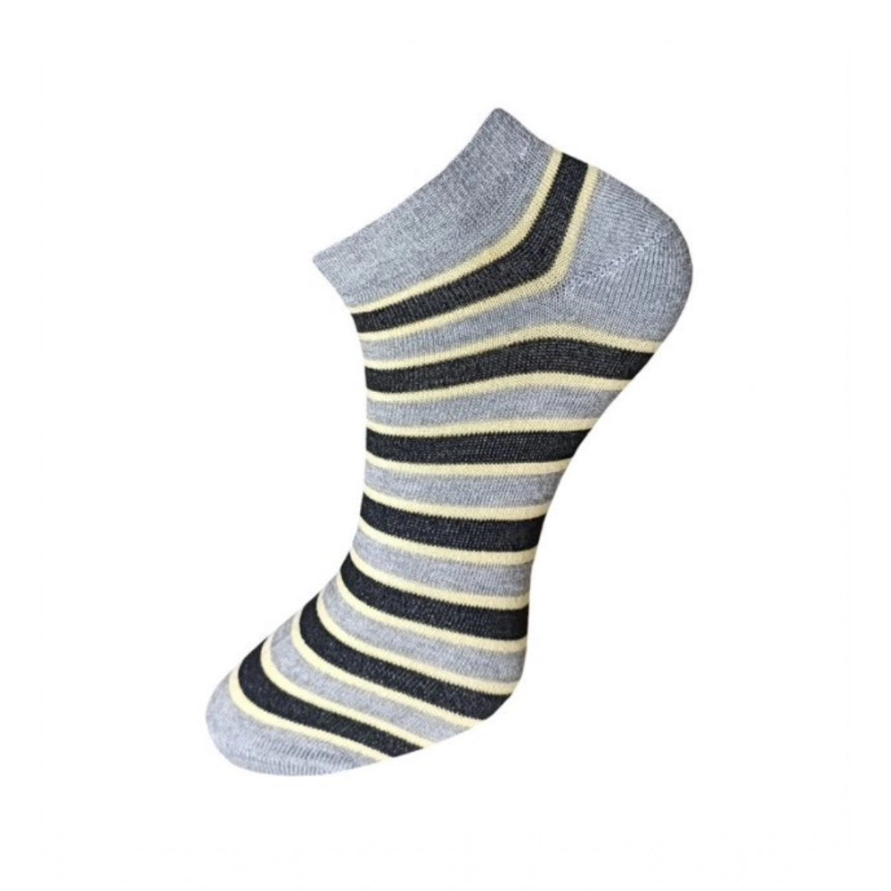 3_Pair Set Unisex Casual Cotton Striped Ankle Length Socks (Multicolor)