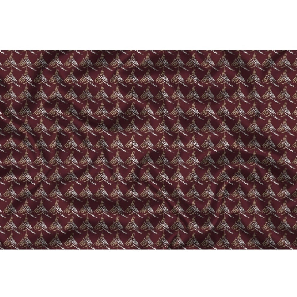 Men's Casual Floral Printed Cotton Blend Unstitched Shirt Fabric 1.6 Mtrs (Maroon)