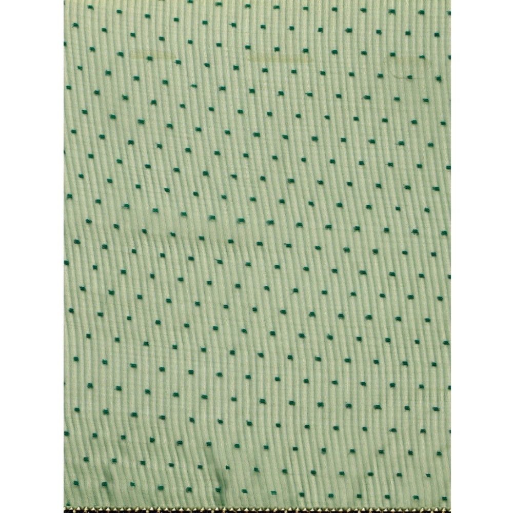 Women's Silk Blend Embellished Saree With Unstitched Blouse 5.5Mtr (Light Green)