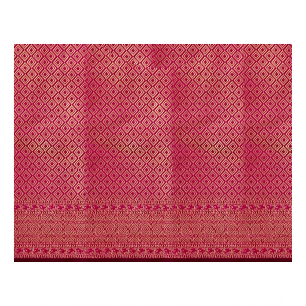 Women's Jacquard Woven Saree With Unstitched Blouse 5.5Mtr (Dark Blue)