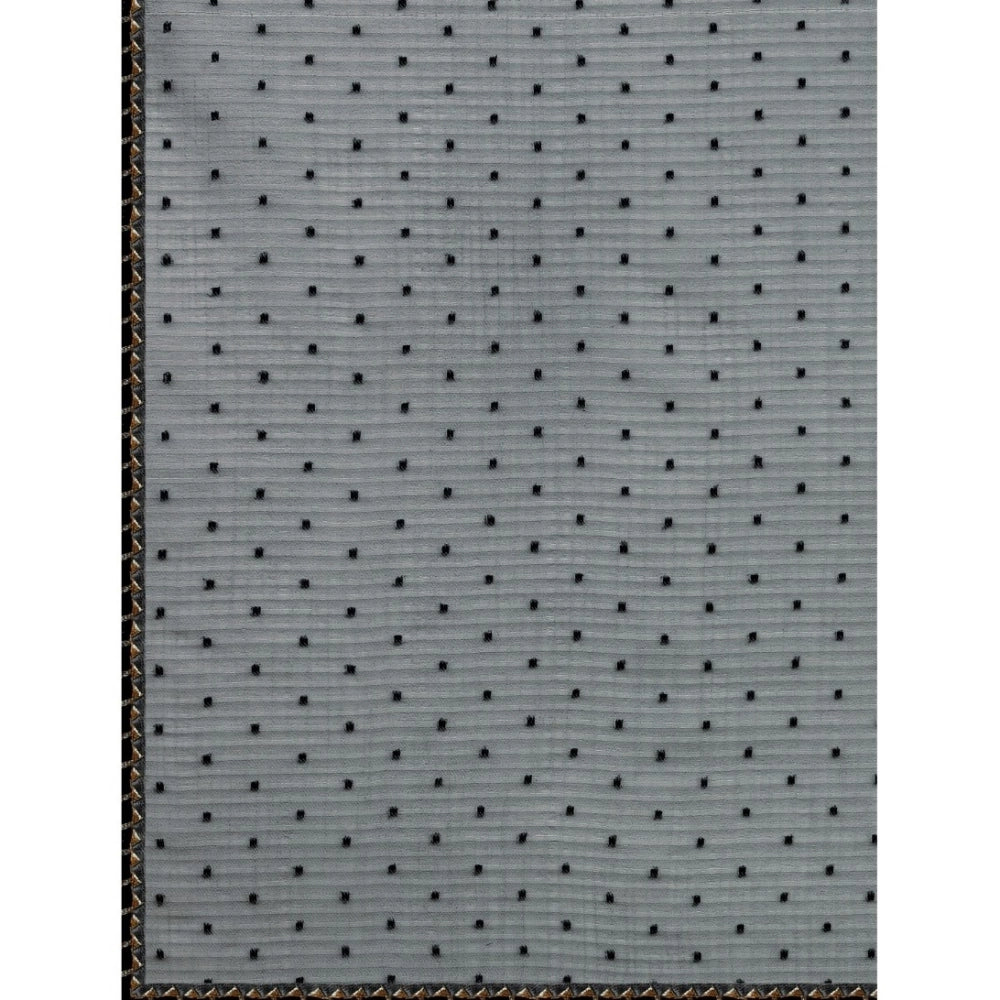 Women's Silk Blend Embellished Saree With Unstitched Blouse 5.5Mtr (Silver)