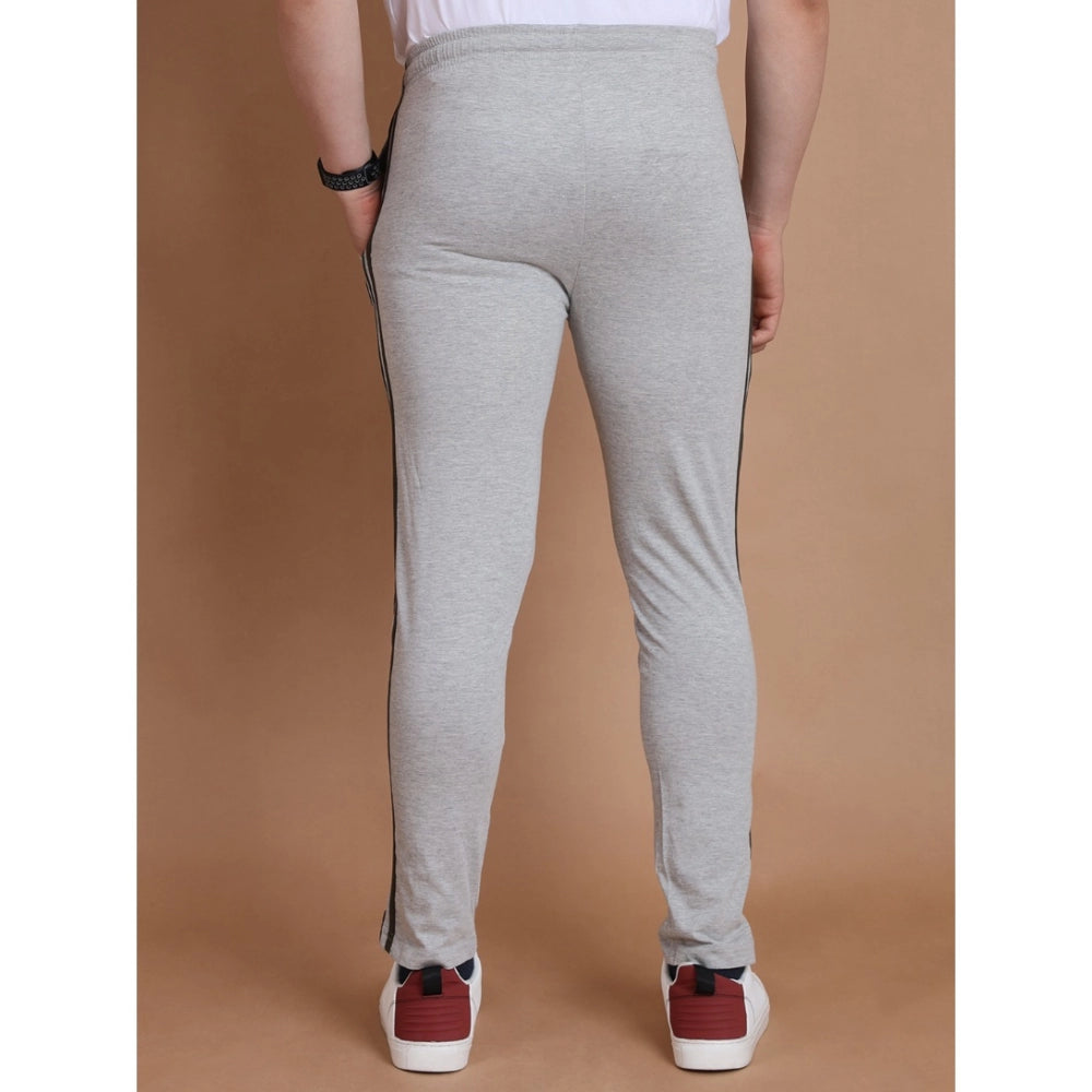 Men's Casual Cotton Striped Full Length Track Pant (Greymelange)