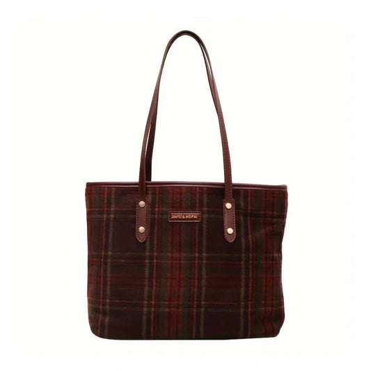 Women's Woolen  Medium Shoulder Zipper Handbag (Red)