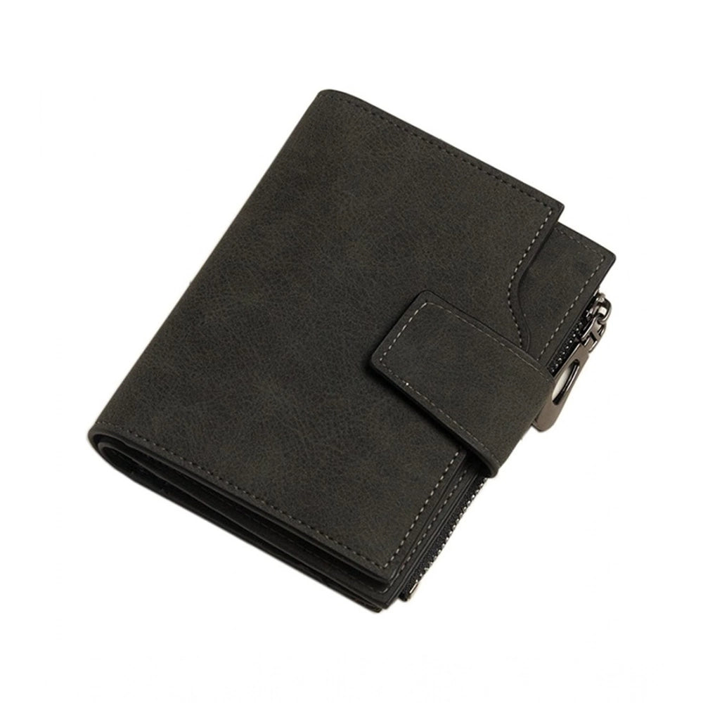 Women's Vegan Leather Small Zipper Wallet (Black)