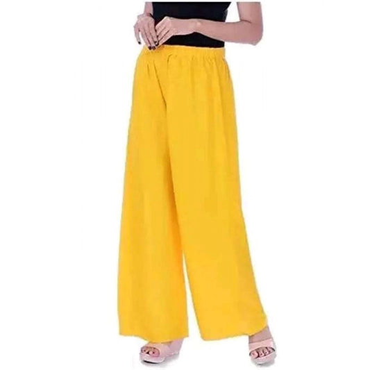 Women's Casual Rayon Solid Ankle Length Palazzo (Yellow , Free Size)