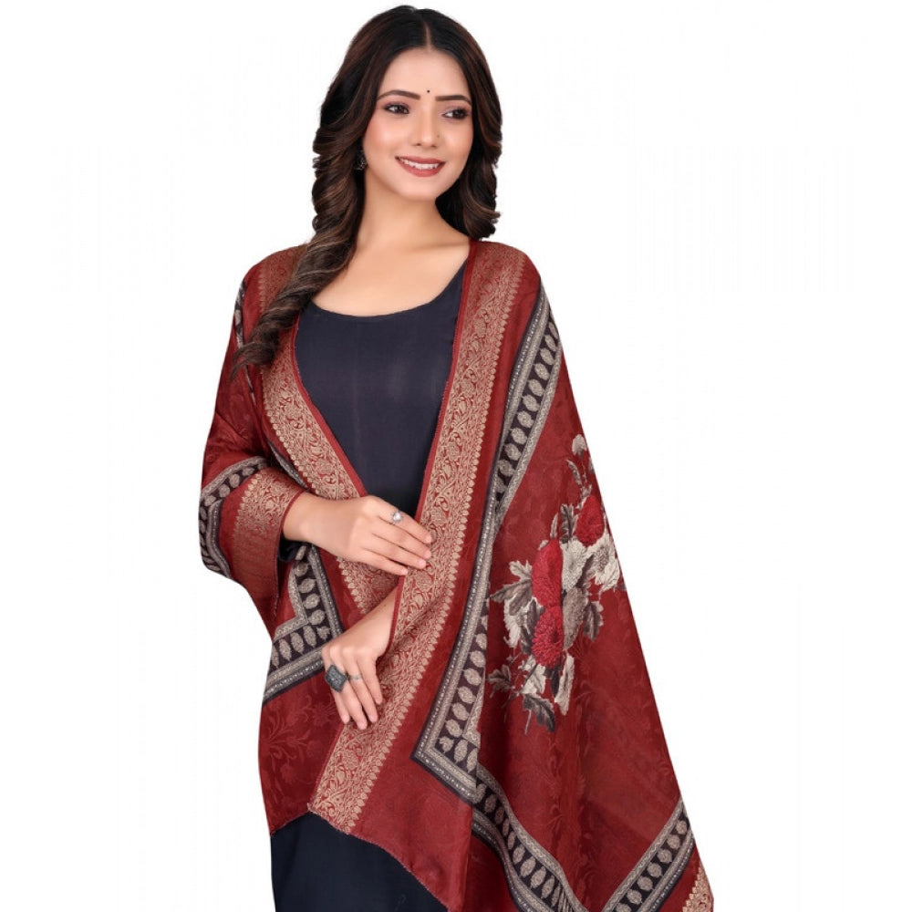 Women's chanderi silk Printed Dupatta (Maroon, Length:Â 2 Mtr)