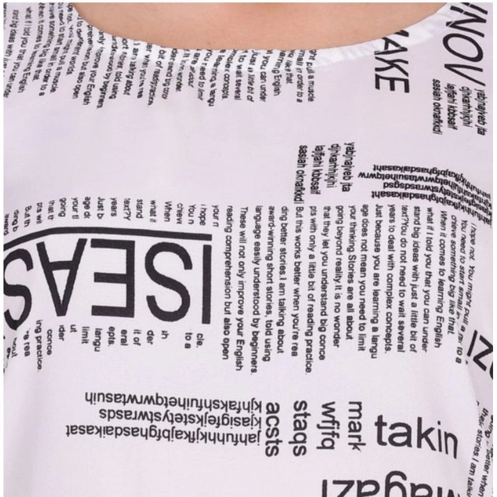 Women's Casual Crepe Sleeveless Slit Dress (White)