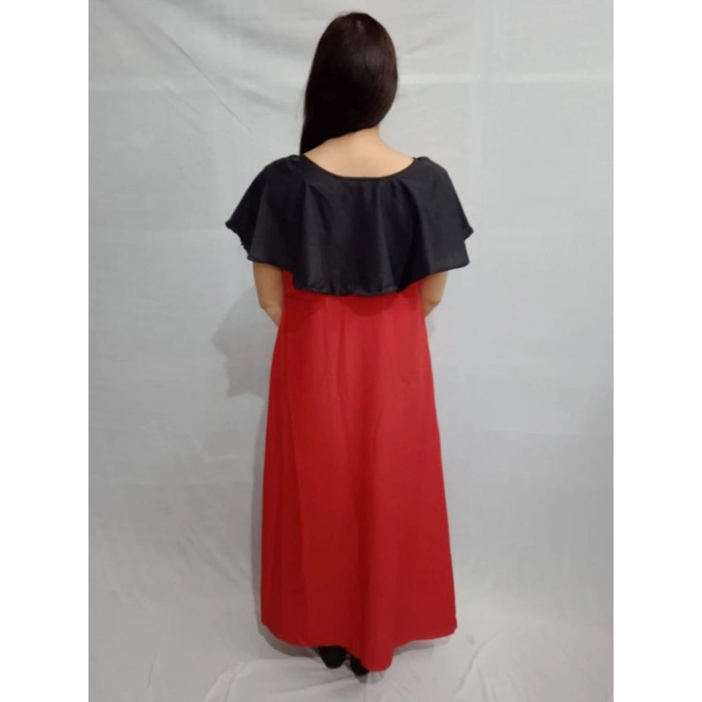 Women's Casual Crepe Cape Sleeve Dress (Black)
