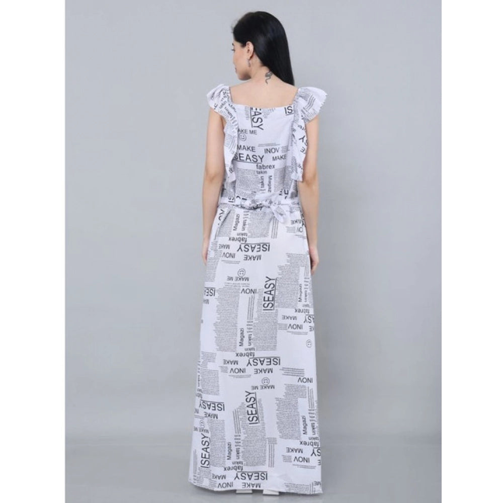 Women's Casual Crepe Sleeveless Dress (White)