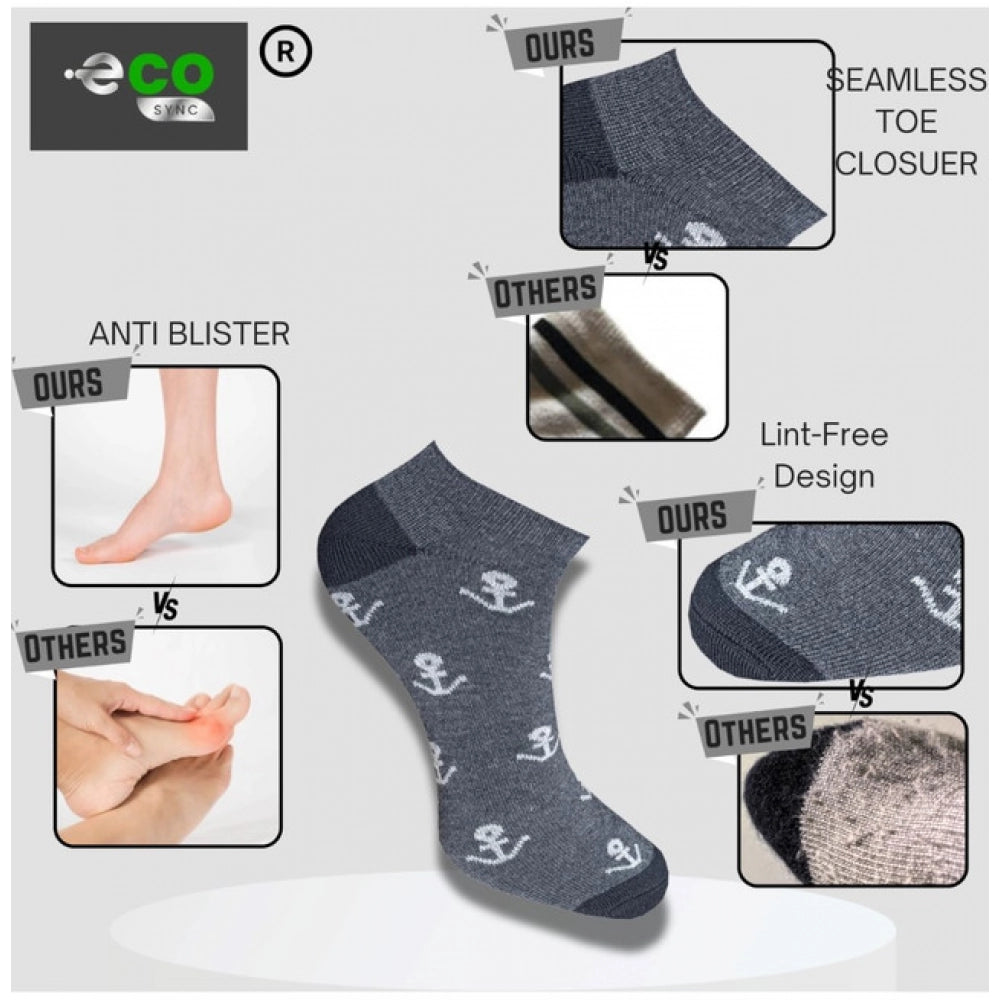 3_Pair Set Unisex Casual Cotton Printed Low Cut Socks (Multicolor)