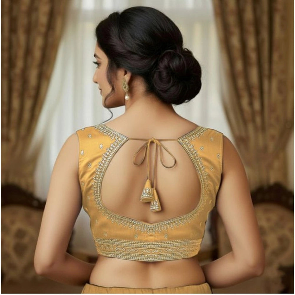 Women's Zimmi Choo Sequin Work V-Neck Padded Blouse (Beige 38 Ready (Self Alterable 36–40)