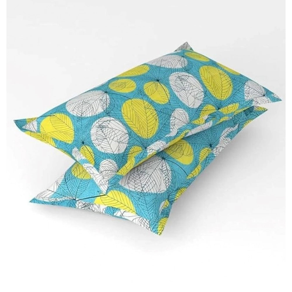 Microfiber Floral Printed Double Bedsheet with 2 Pillow Covers (Green)