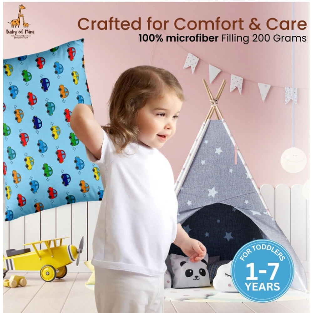 Soft Plush Printed Baby Infant Pillow for Kids Age 1 To 5 Years (Sky Blue)