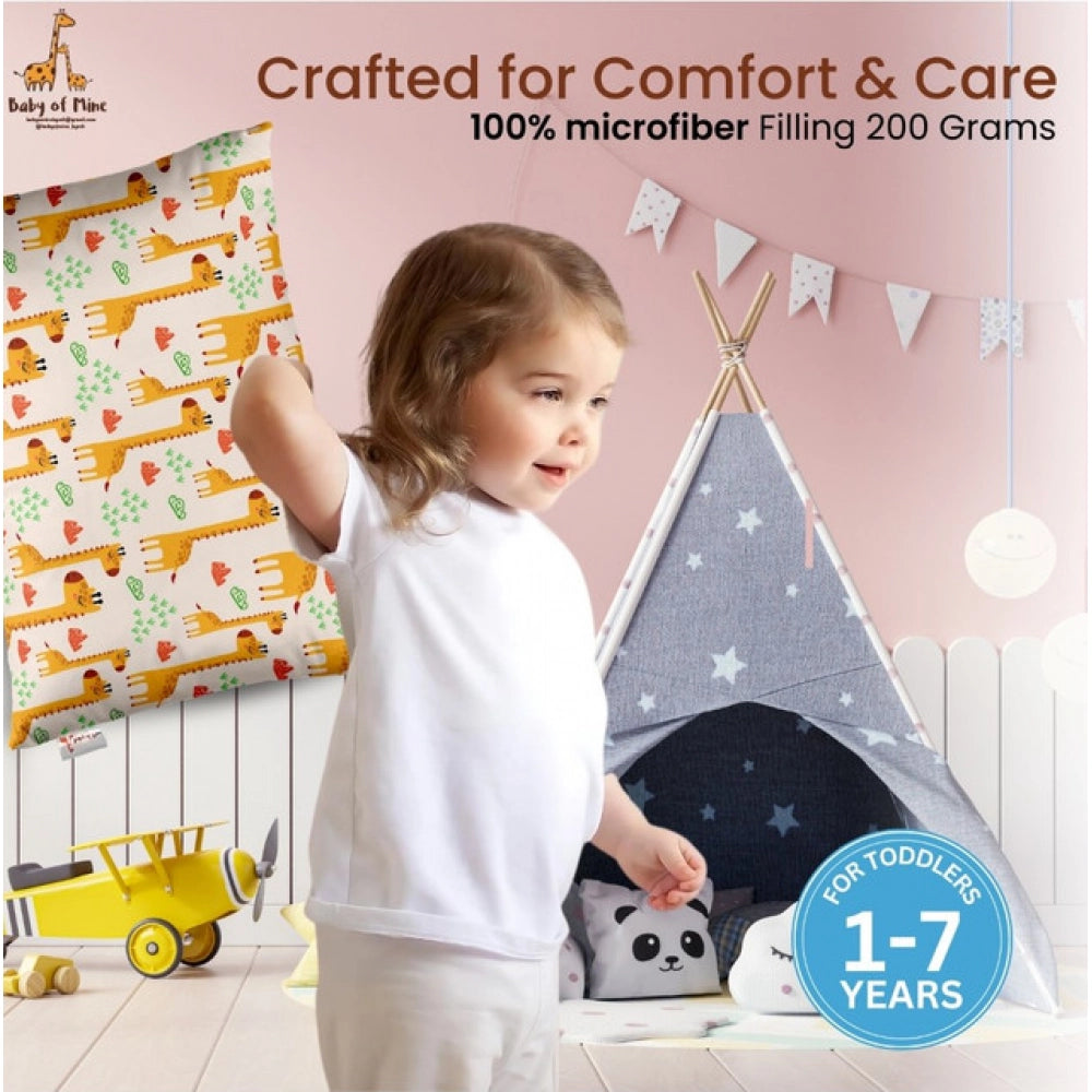 Soft Plush Printed Baby Infant Pillow for Kids Age 1 To 5 Years (Mustard)