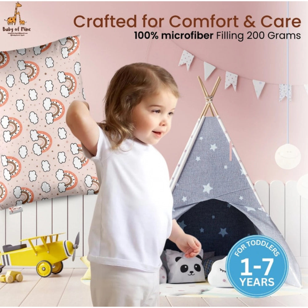 Soft Plush Printed Baby Infant Pillow for Kids Age 1 To 5 Years (Peach)