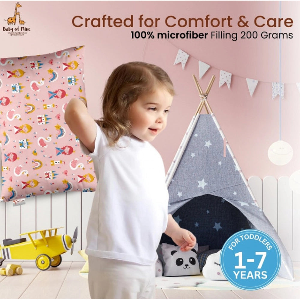 Soft Plush Printed Baby Infant Pillow for Kids Age 1 To 5 Years (Pink)