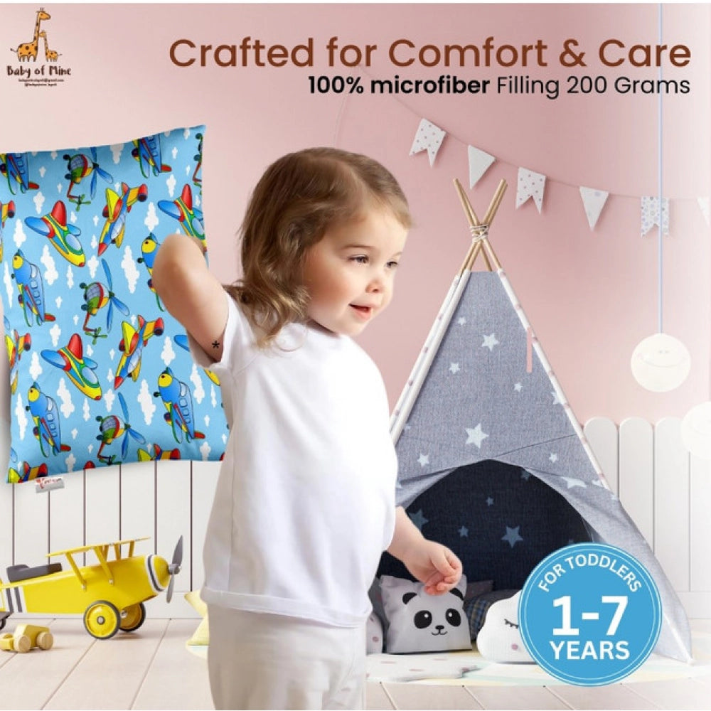 Soft Plush Printed Baby Infant Pillow for Kids Age 1 To 5 Years (Blue)