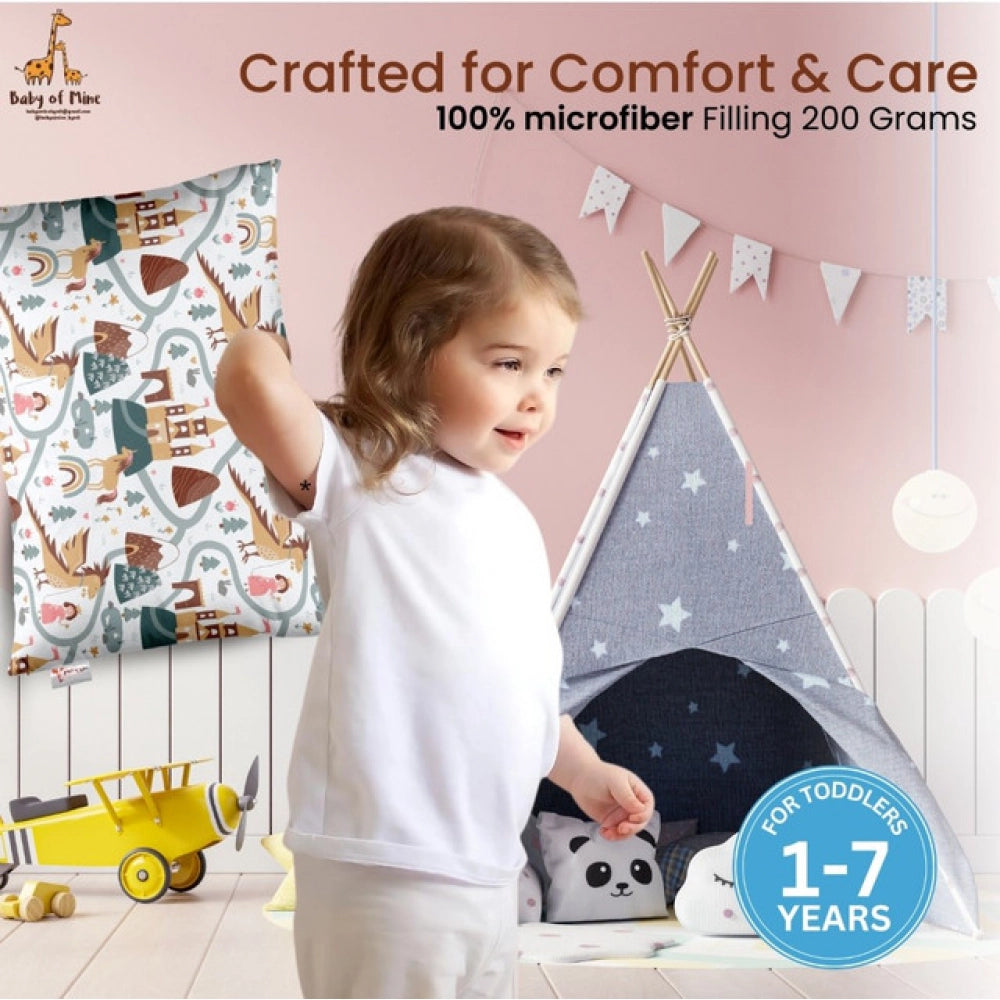 Soft Plush Printed Baby Infant Pillow for Kids Age 1 To 5 Years (Multicolor)