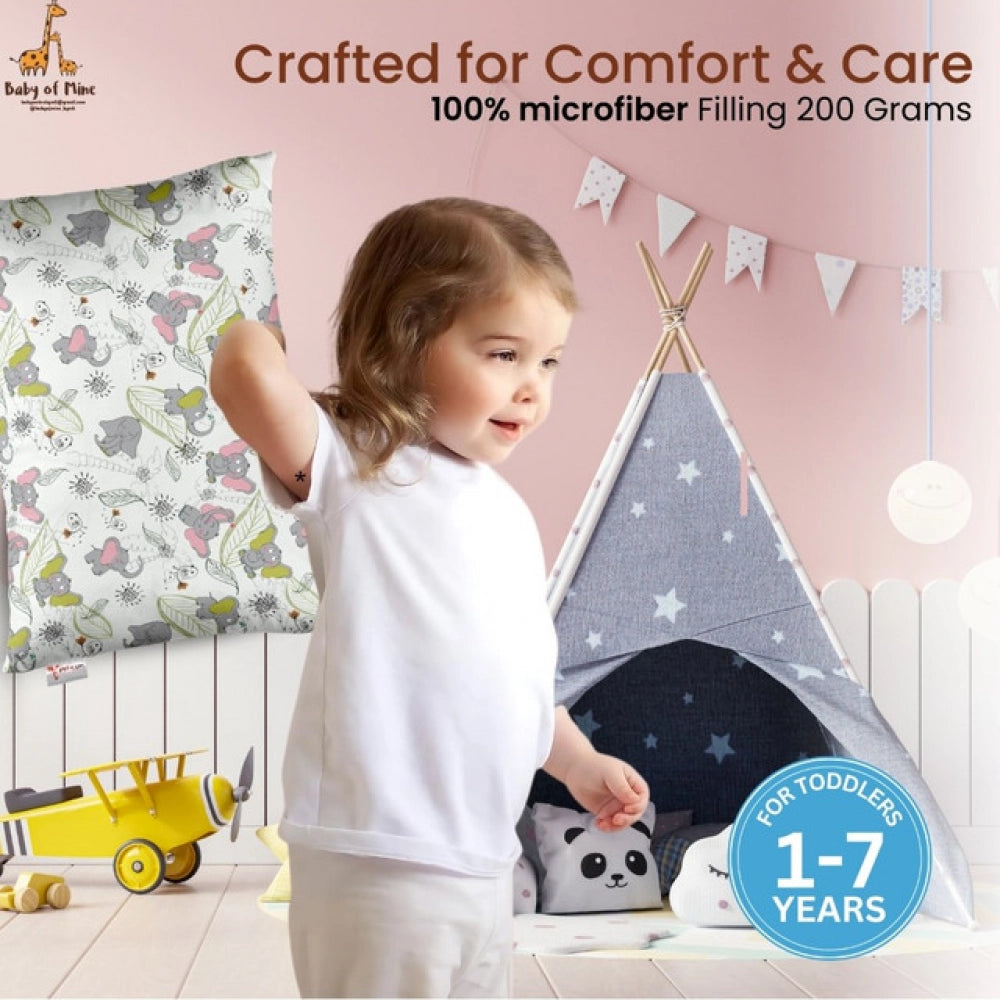 Soft Plush Printed Baby Infant Pillow for Kids Age 1 To 5 Years (Off White)