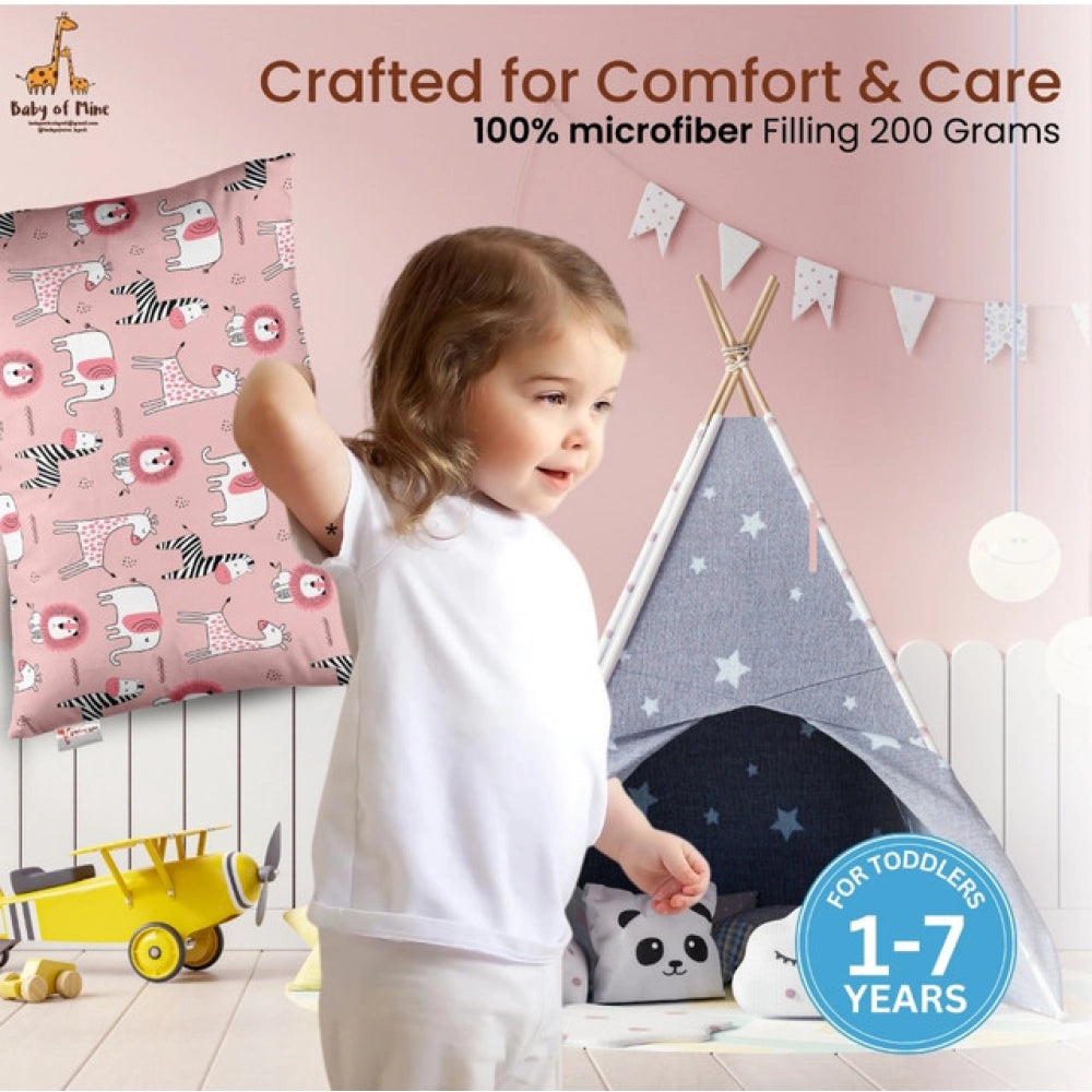 Soft Plush Printed Baby Infant Pillow for Kids Age 1 To 5 Years (Pink)