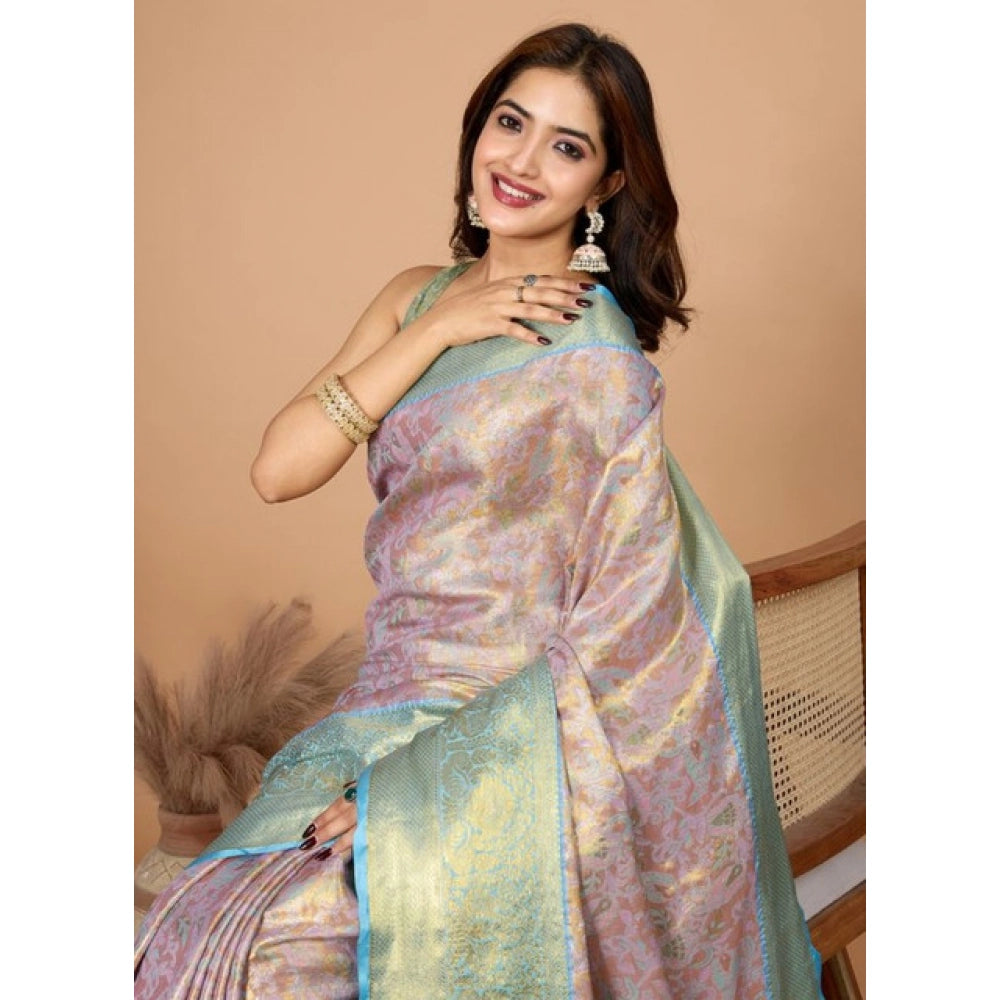 Women's Jacquard Saree With Unstitched Blouse 5.5Mtr (Multicolor)