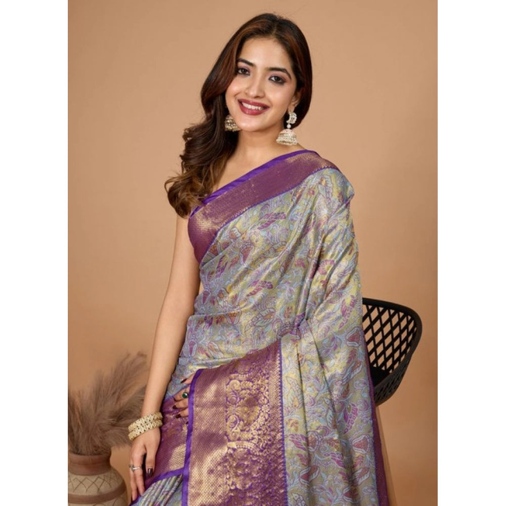 Women's Jacquard Saree With Unstitched Blouse 5.5Mtr (Multicolor)