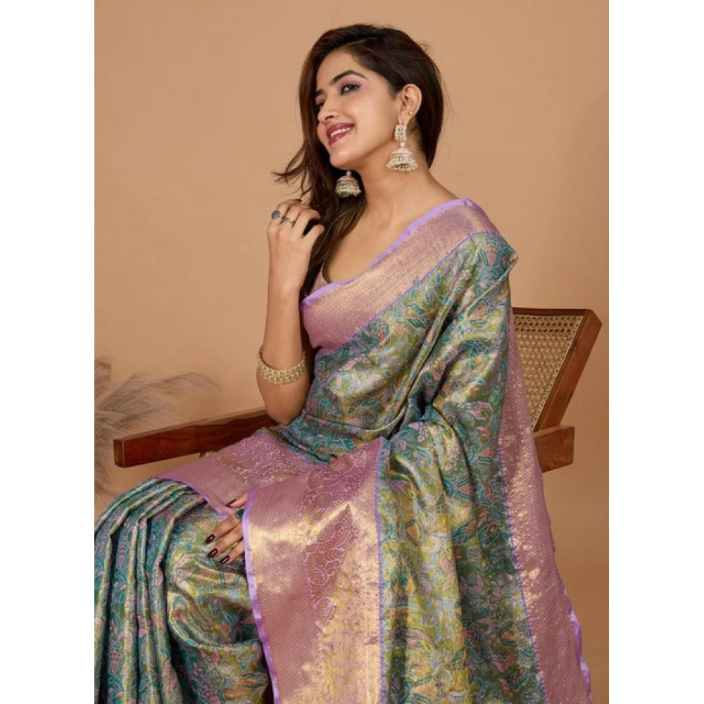 Women's Jacquard Saree With Unstitched Blouse 5.5Mtr (Multicolor)