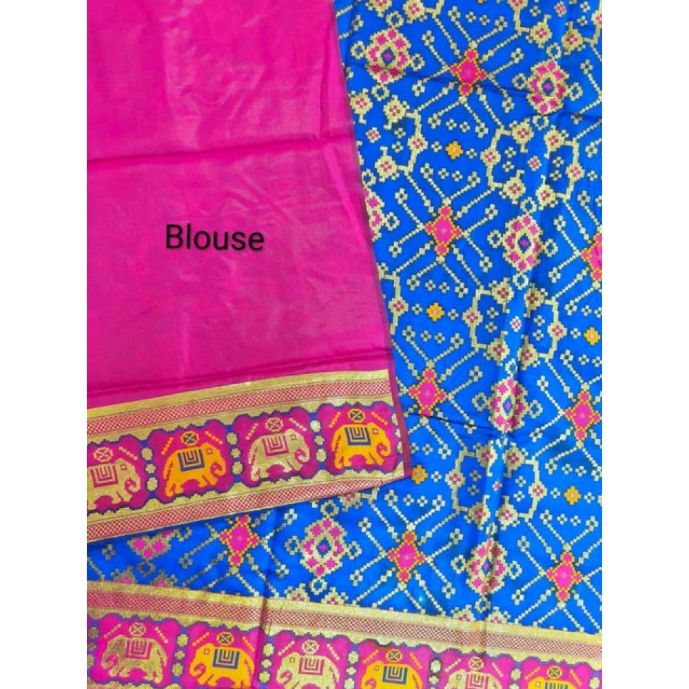 Women's Patola Silk Meena And Zari Woven Saree With Unstitched Blouse 5.5Mtr (Pink)